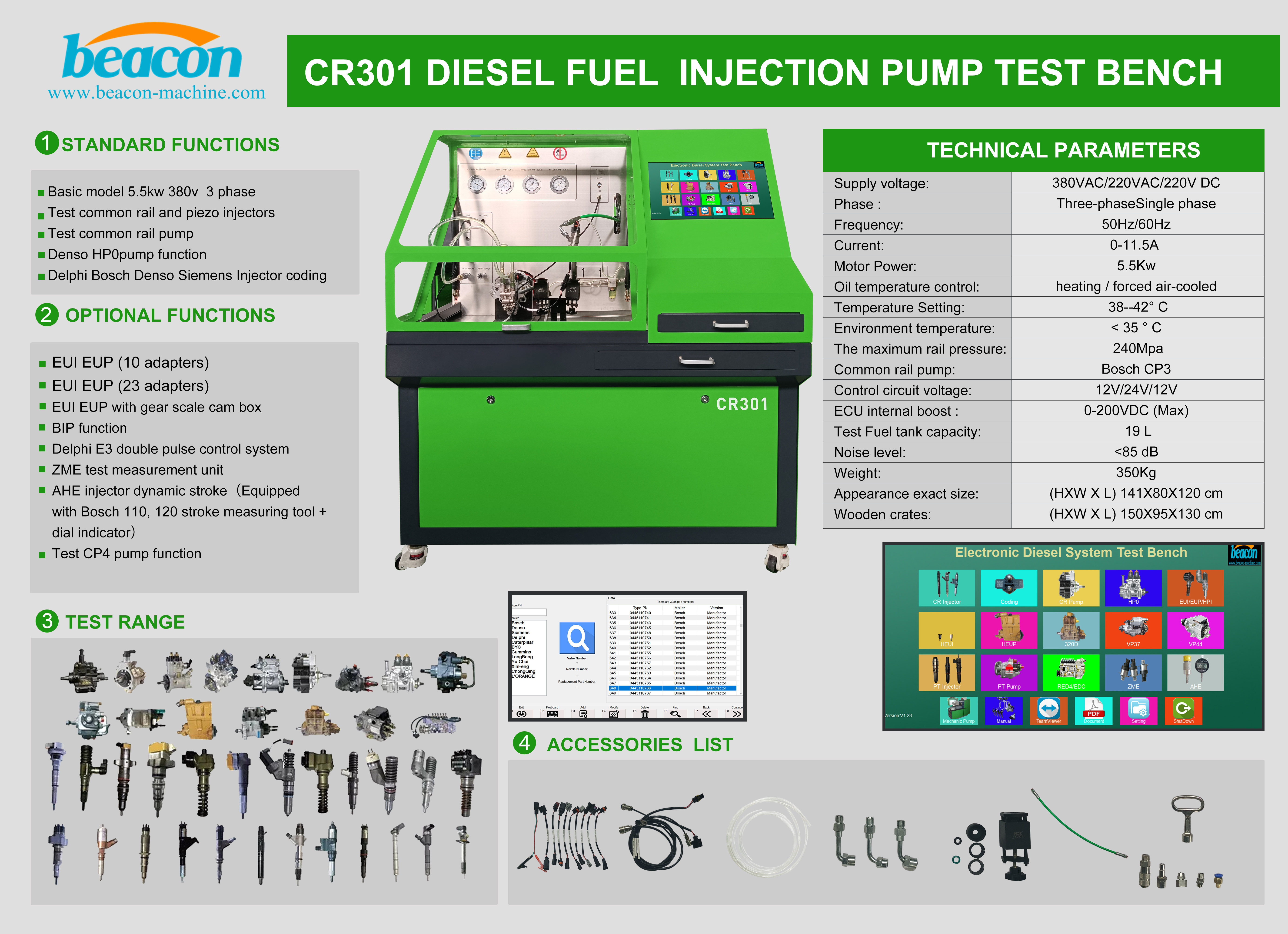 Máquina de diagnóstico de vehículos automáticos CR301 con máquina de prueba de inyector Common Rail EUI EUP