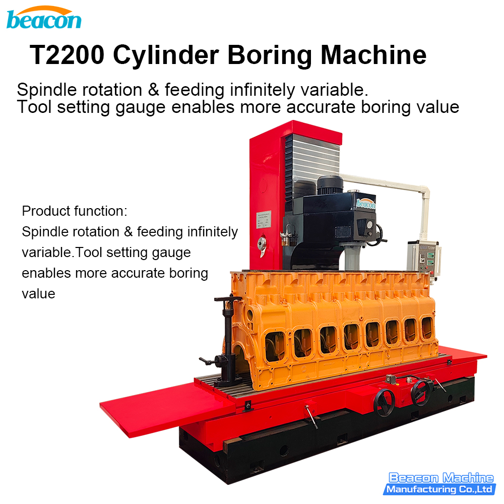 Mandrinadora de cilindros de uso rudo Beacon T2200 para la reconstrucción industrial de grandes motores diésel