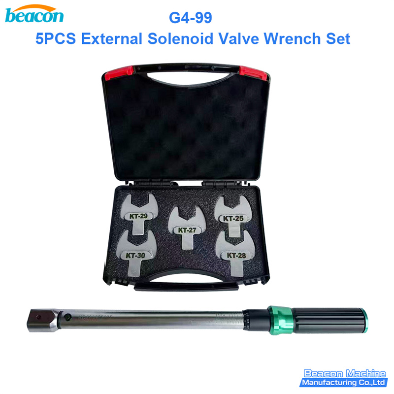 G4-99 Juego de 5 llaves para válvulas solenoides externas: kit de herramientas y llave dinamométrica para el desmontaje de solenoides de inyectores Common Rail