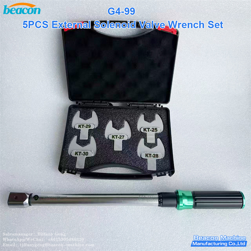 G4-99 Juego de 5 llaves para válvulas solenoides externas: kit de herramientas y llave dinamométrica para el desmontaje de solenoides de inyectores Common Rail