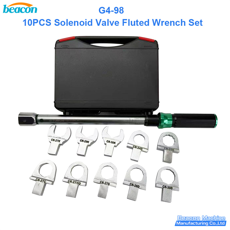 G4-98 Juego de 10 llaves dinamométricas estriadas para válvulas de solenoide; kit de herramientas para el desmontaje y reparación de solenoides de inyectores Common Rail.