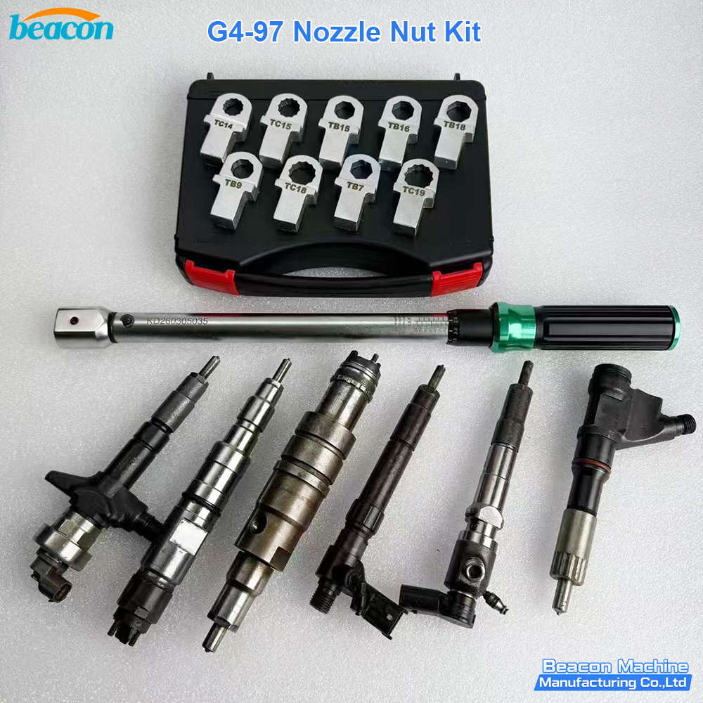 Kit de herramientas G4-97: llave de vaso para tuercas de boquilla y llave dinamométrica; juego de herramientas para el desmontaje y reparación de inyectores de combustible diésel Common Rail (Bosch, Denso, Delphi).