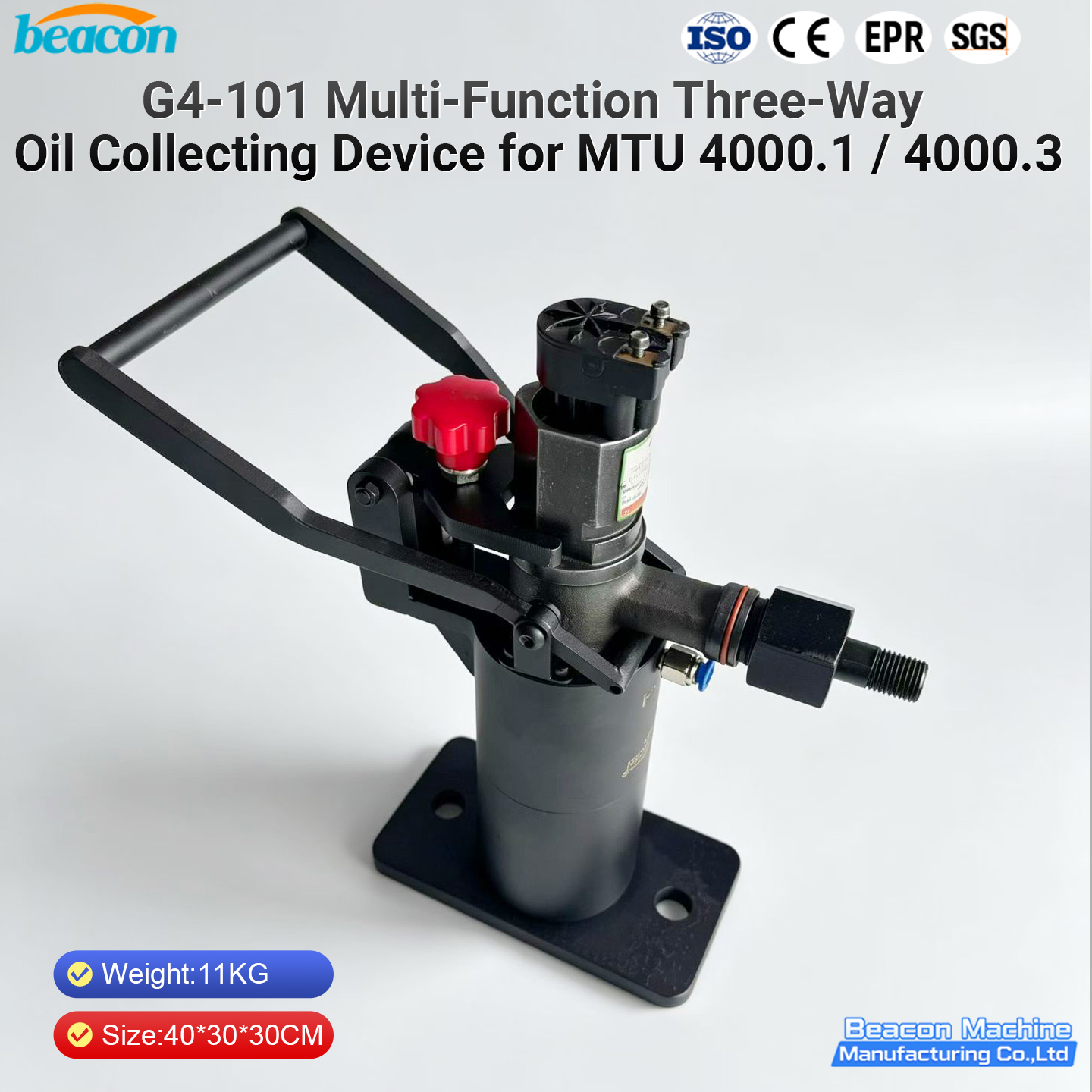 Dispositivo de recolección de aceite multifuncional de tres vías G4-101 para motores diésel MTU 4000.1 y MTU 4000.3
